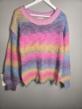 Eesome Rainbow Ombre Wool Blend Sweater Size Small